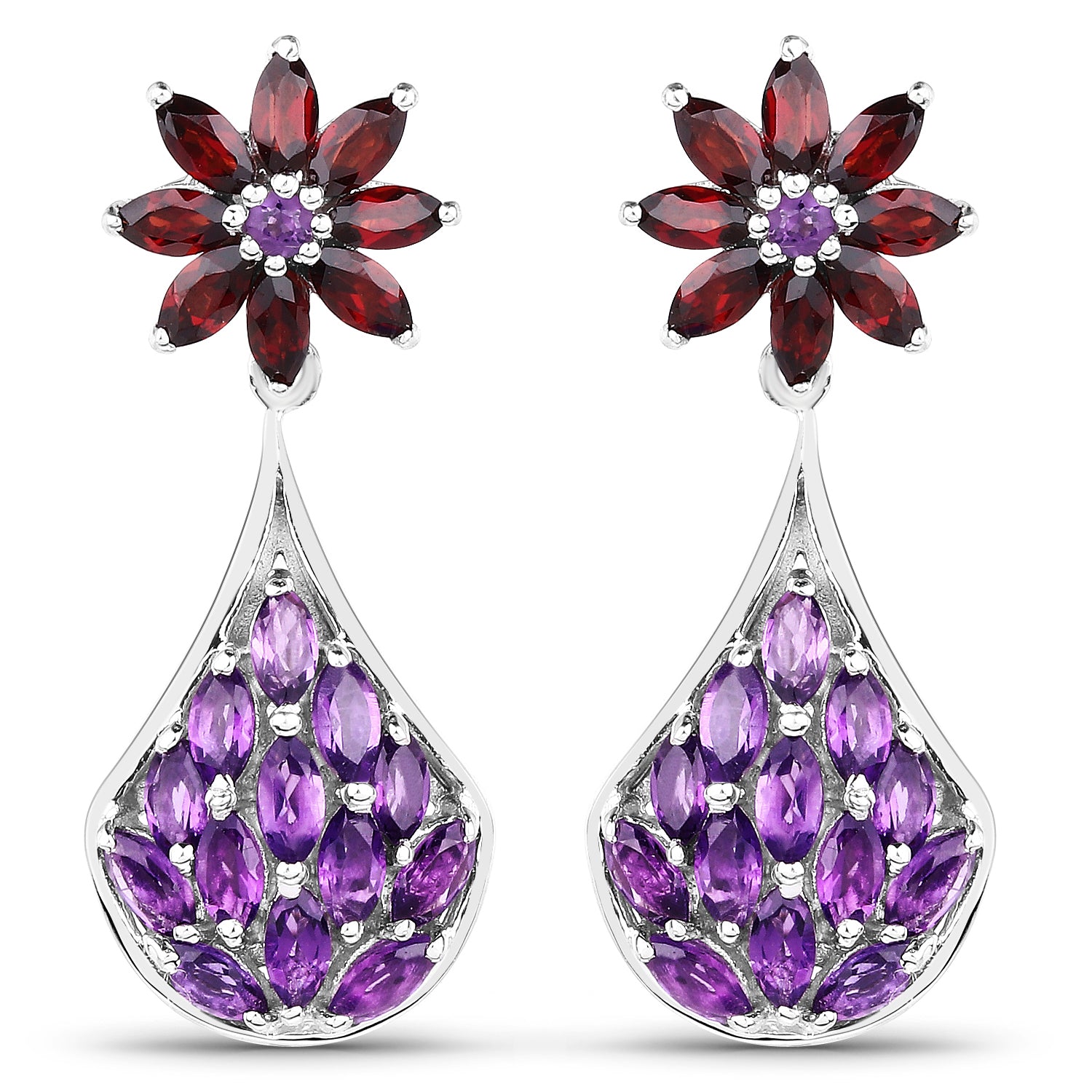 Garnet and Amethyst silver earring - Garnet gemstone earring - Garnet and Amethyst hotsell sterling silver earring