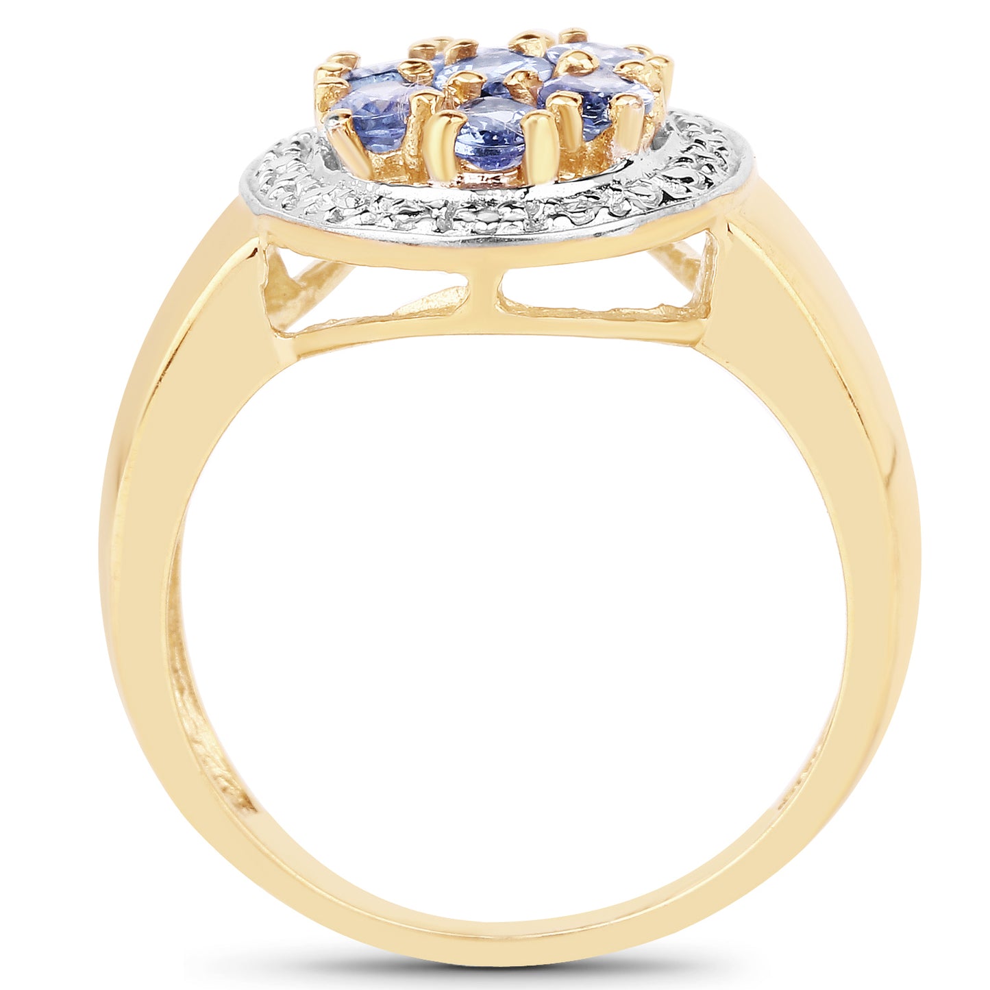 Genuine 14K Yellow Gold Plated Tanzanite Sterling Silver Ring