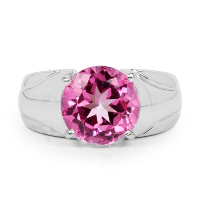 Genuine Pink Topaz Sterling Silver Graduated Ring