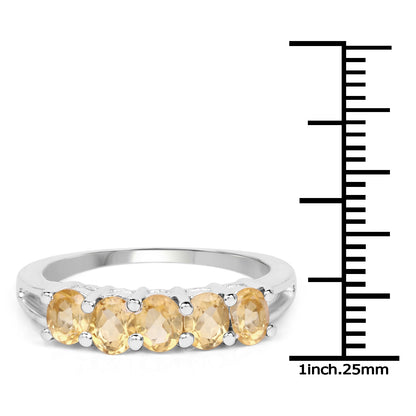 Genuine Citrine Sterling Silver Graduated Ring