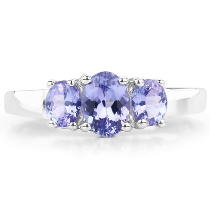 Genuine Tanzanite Sterling Silver Graduated Ring