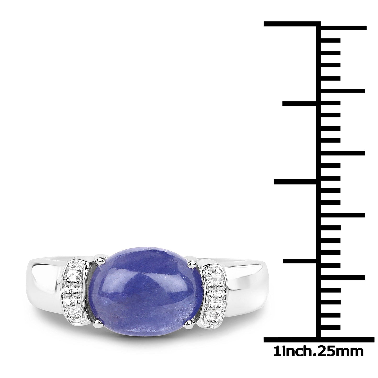 Genuine Tanzanite and White Topaz Bridge Sterling Silver Graduated Ring