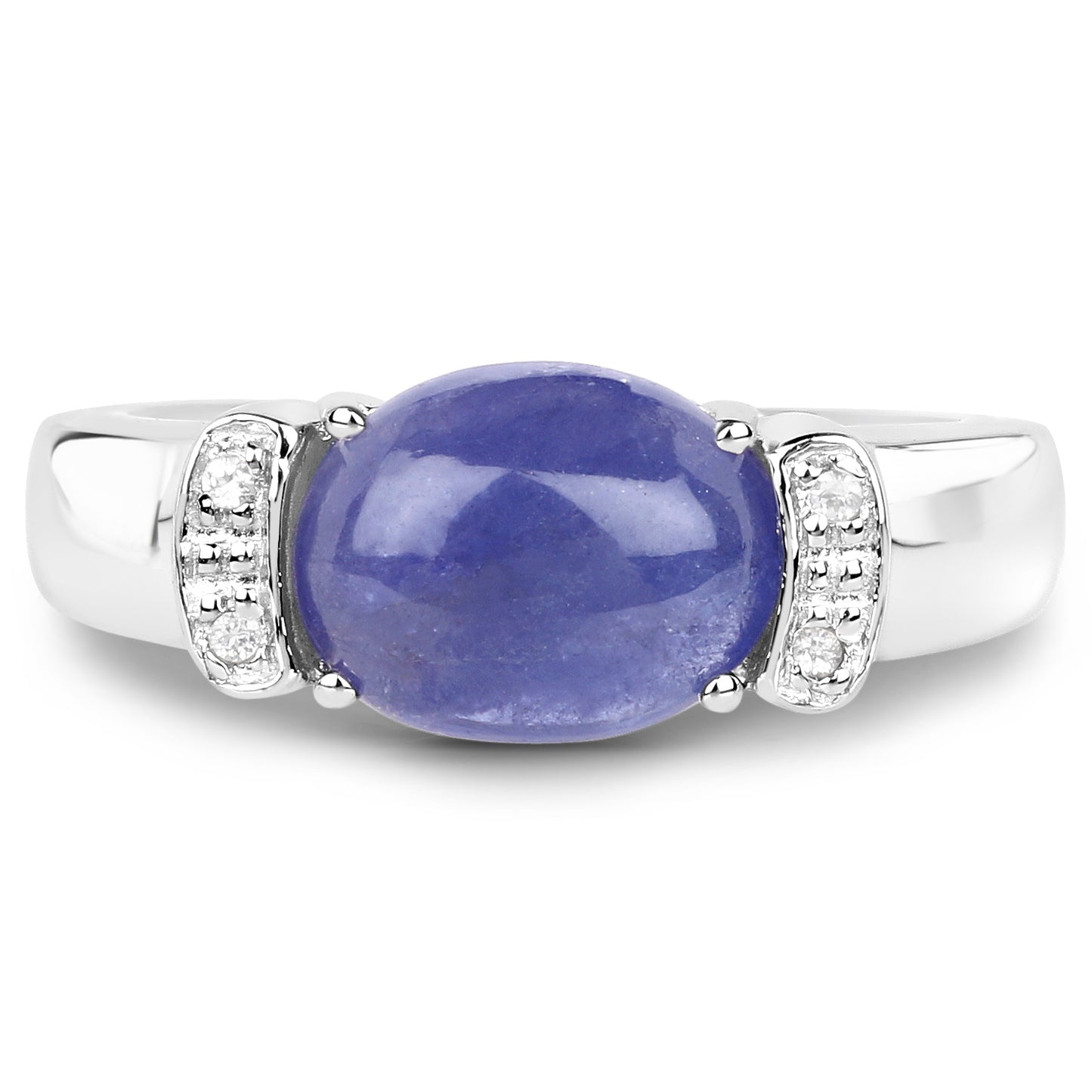 Genuine Tanzanite and White Topaz Bridge Sterling Silver Graduated Ring