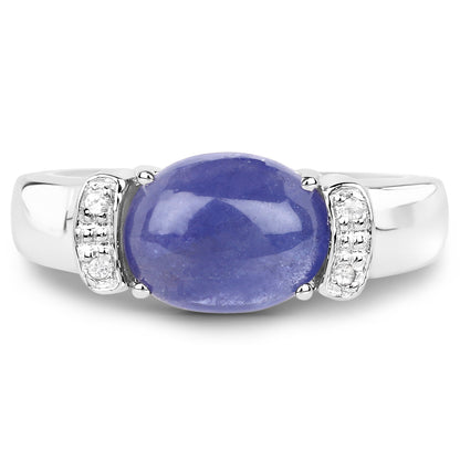 Genuine Tanzanite and White Topaz Bridge Sterling Silver Graduated Ring