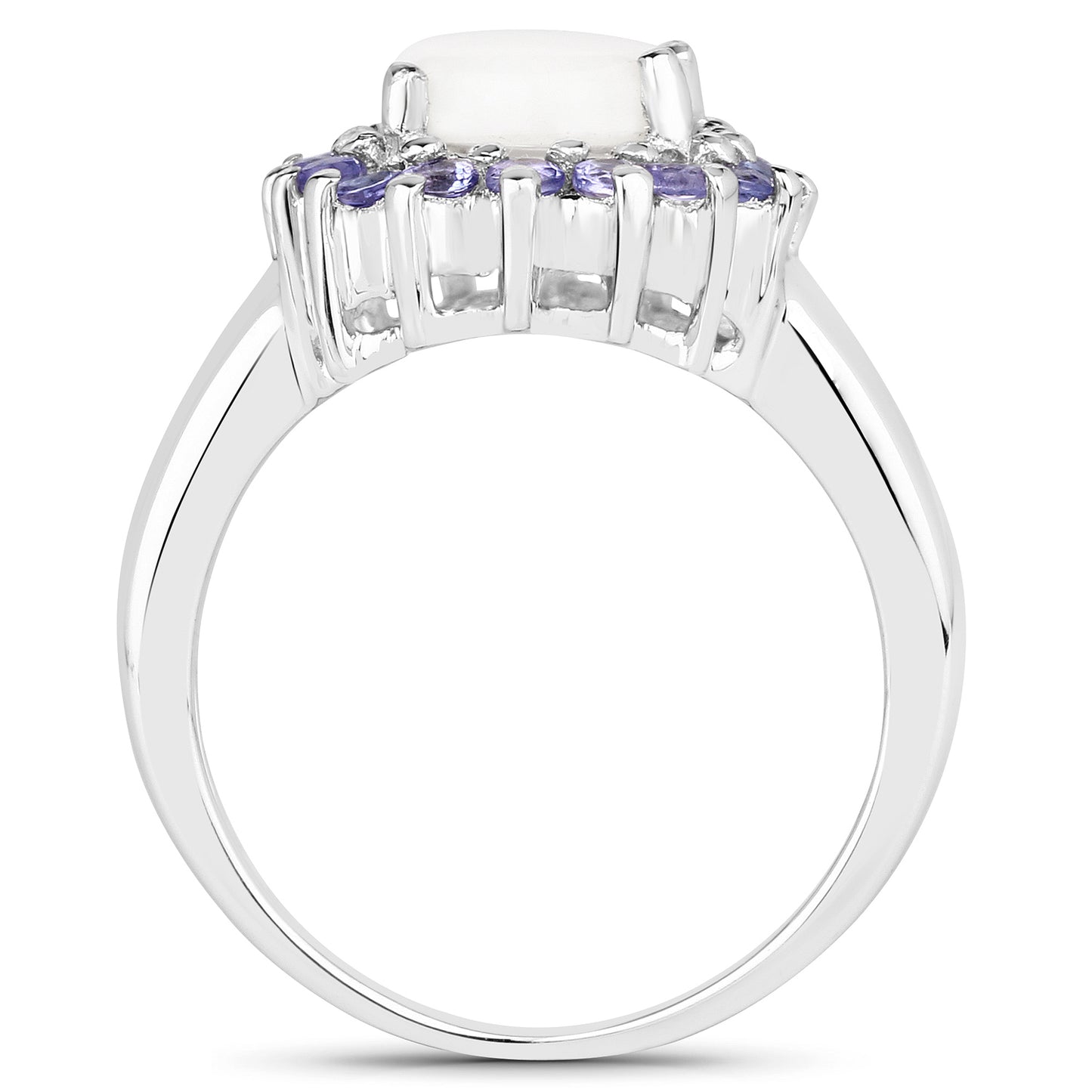 Genuine Opal and Tanzanite Sterling Silver Graduated Ring