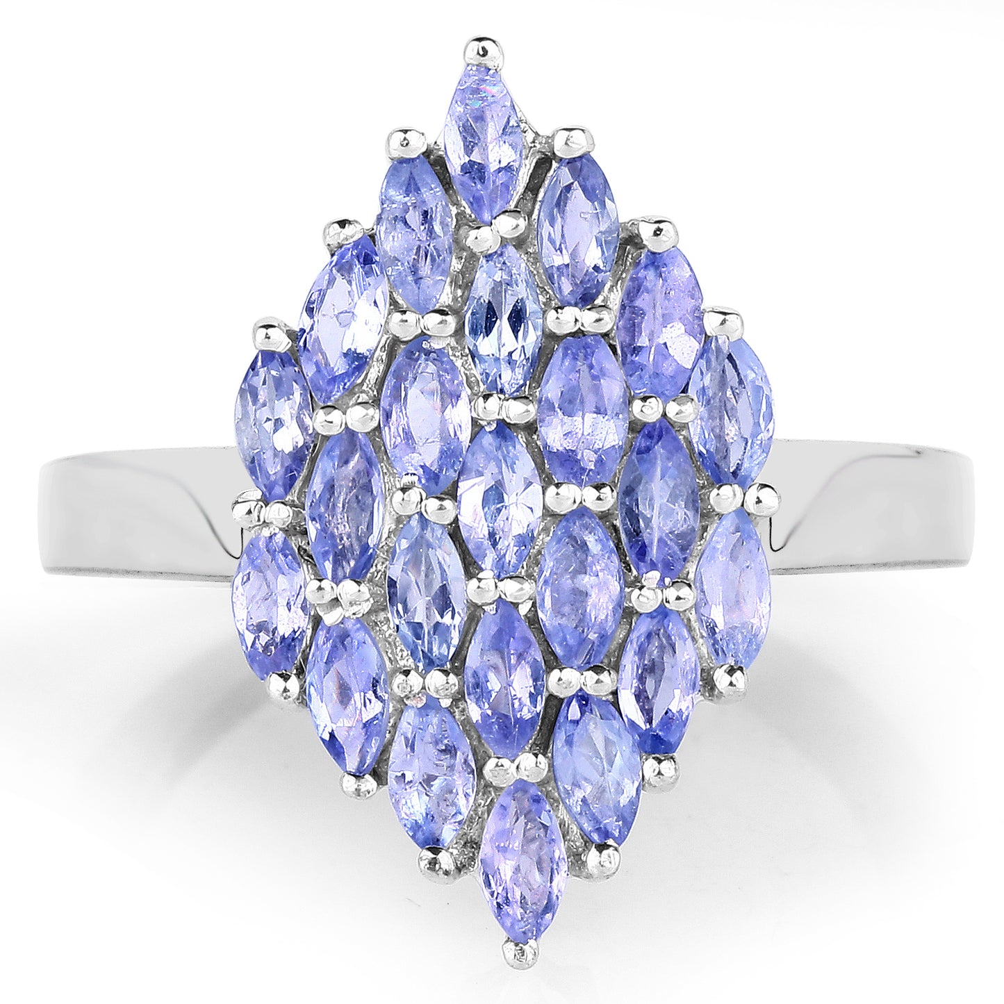 Genuine Tanzanite Sterling Silver Graduated Ring