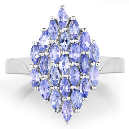 Genuine Tanzanite Sterling Silver Graduated Ring