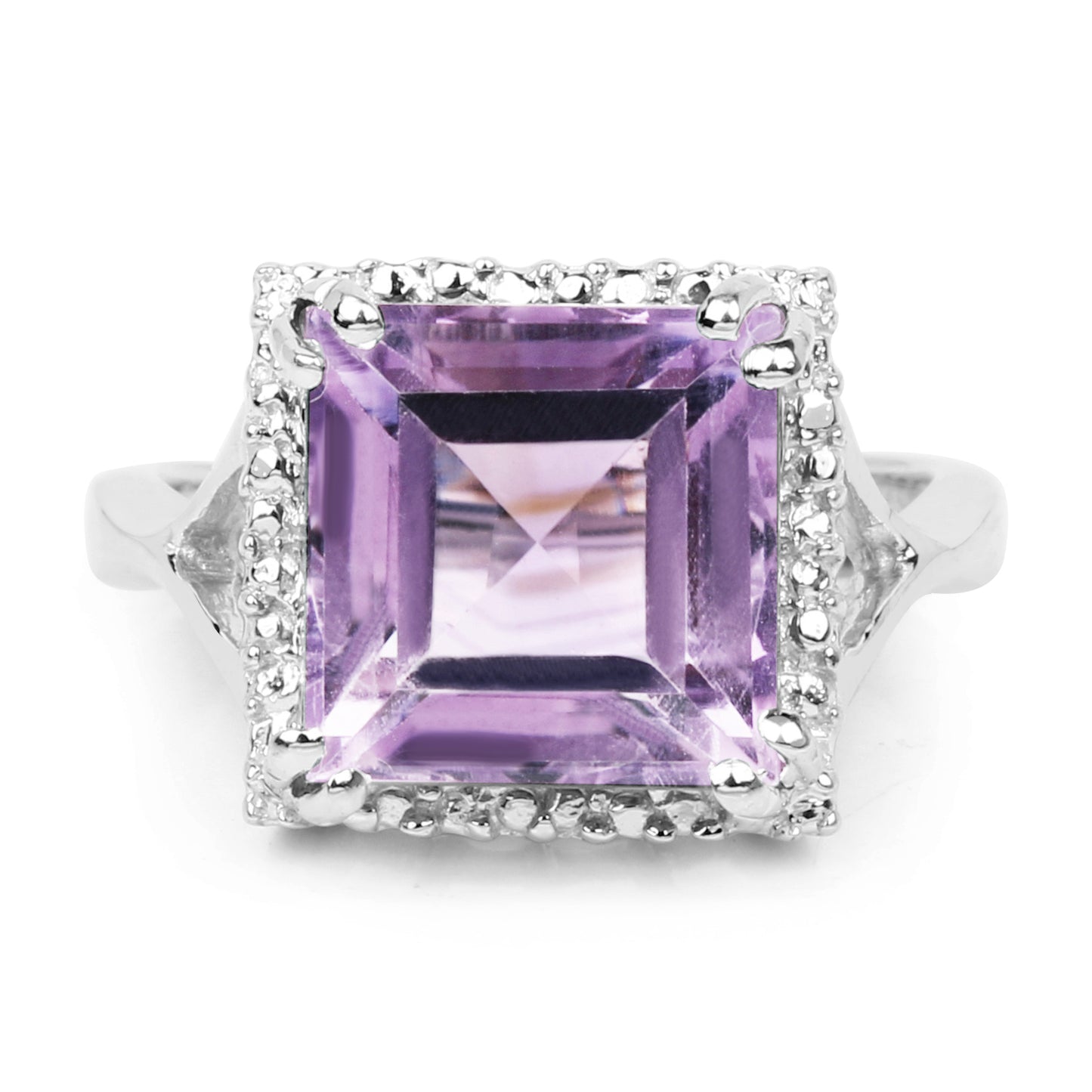 Genuine Amethyst Sterling Silver Graduated Ring