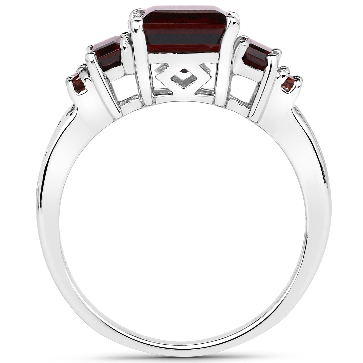 Genuine Garnet Sterling Silver Graduated Ring