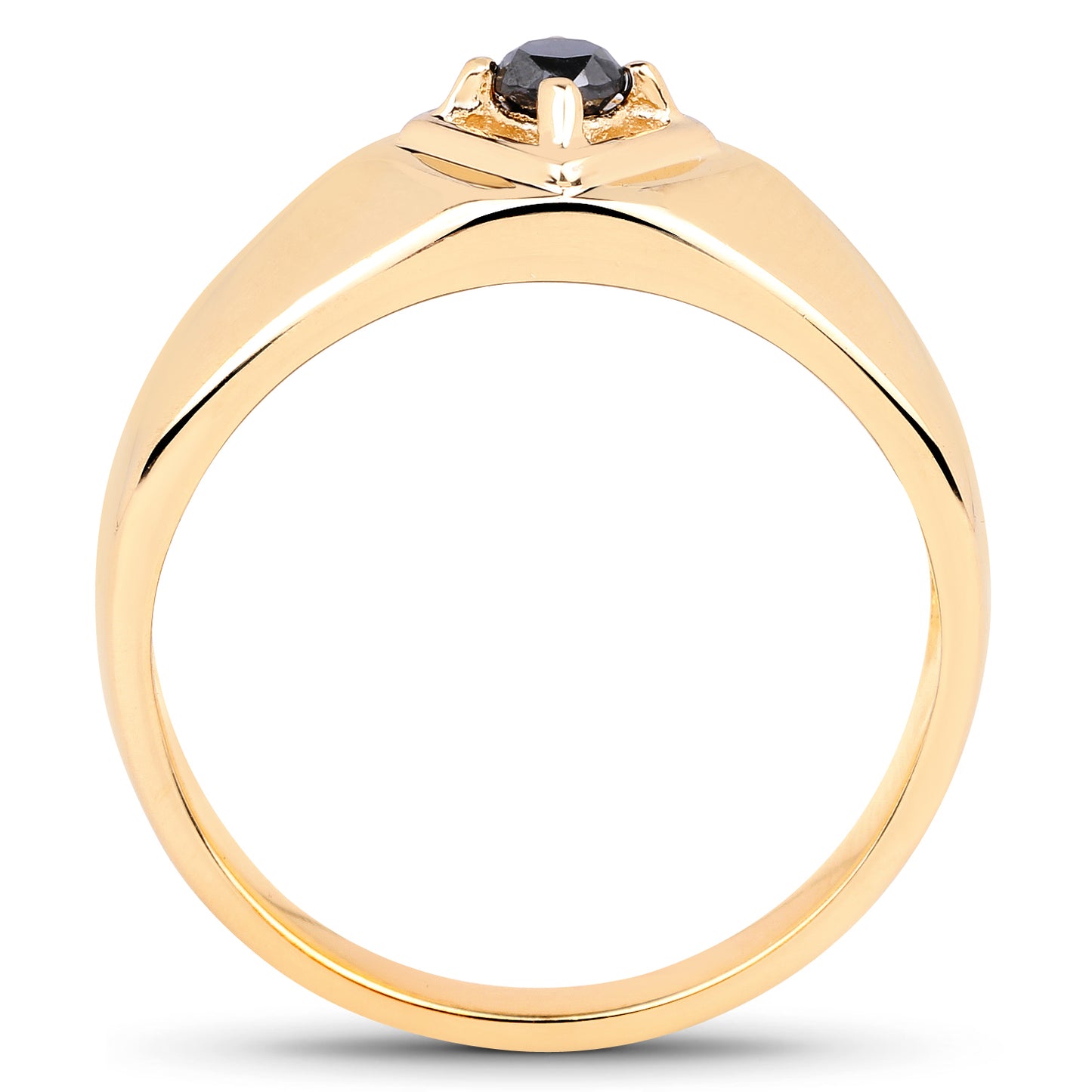 Genuine 14K Yellow Gold Plated Black Diamond Sterling Silver Ring