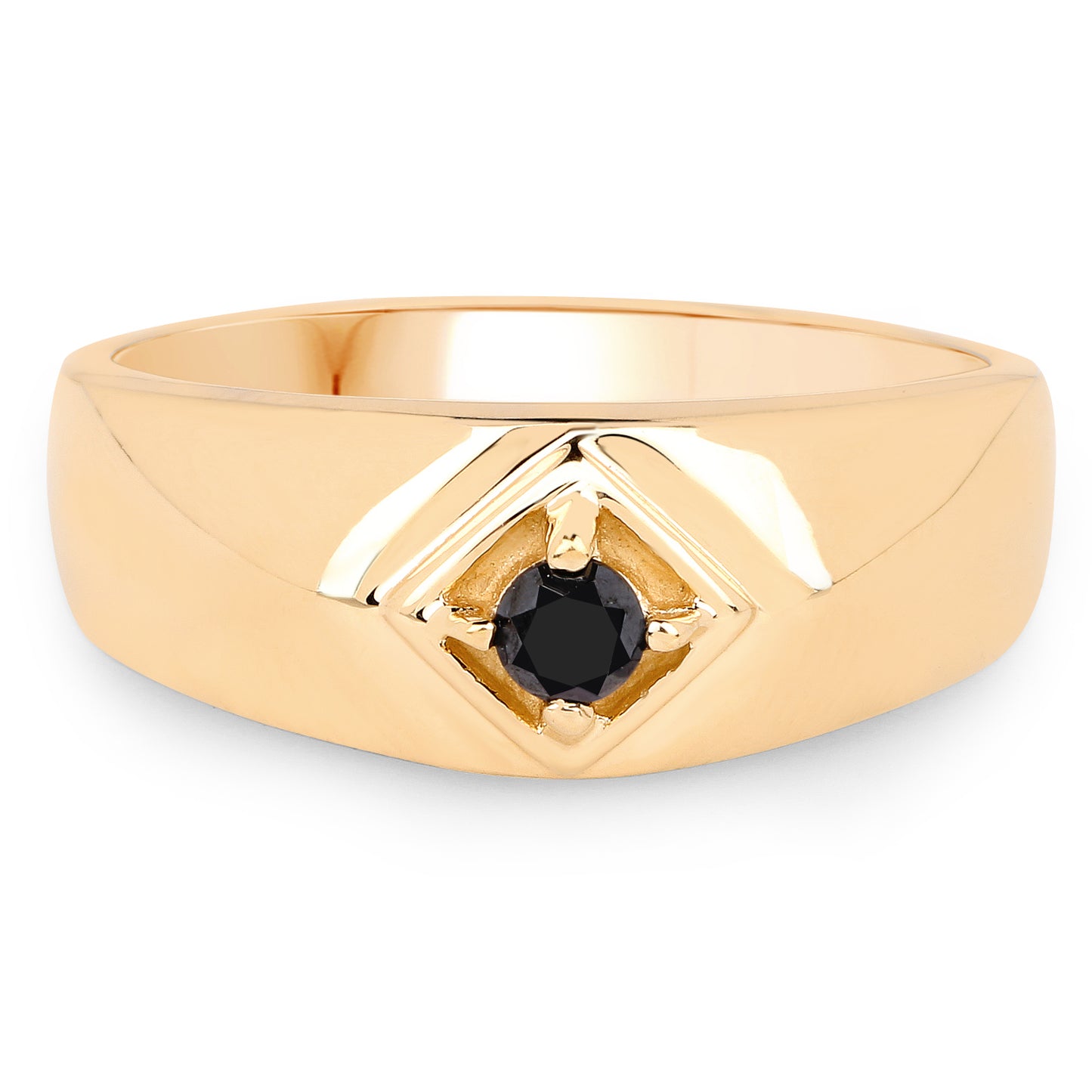 Genuine 14K Yellow Gold Plated Black Diamond Sterling Silver Ring