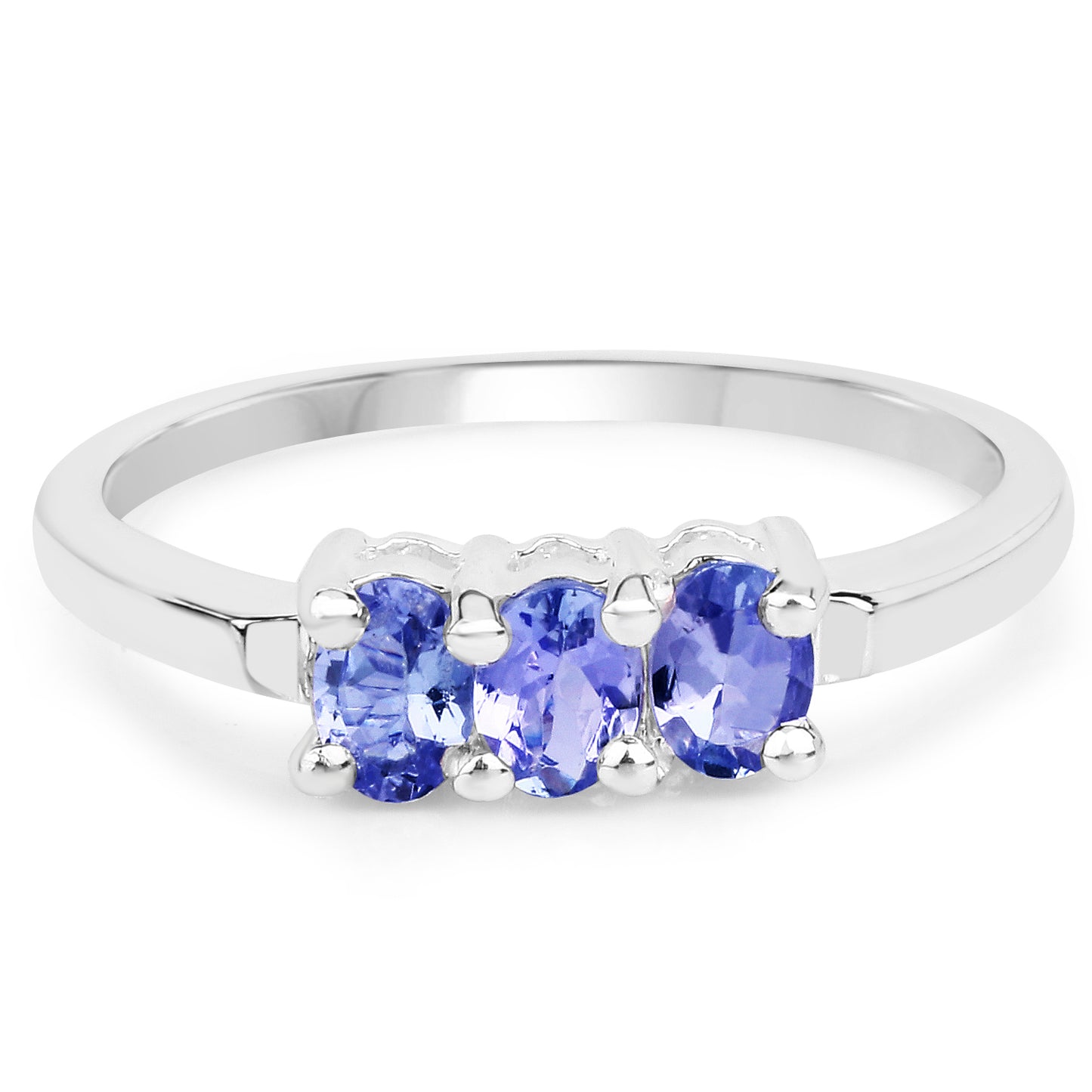 Genuine Tanzanite Sterling Silver Graduated Ring