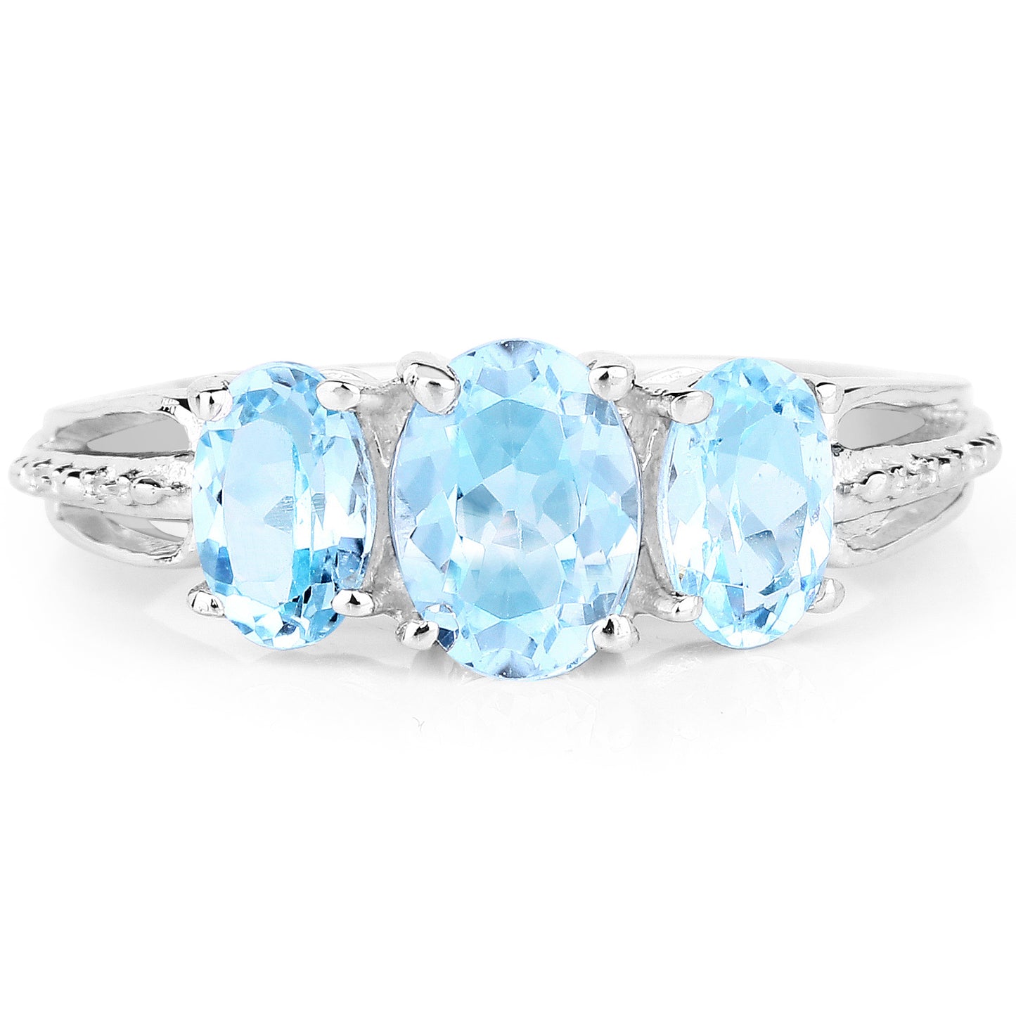 Genuine Blue Topaz Sterling Silver Graduated Ring