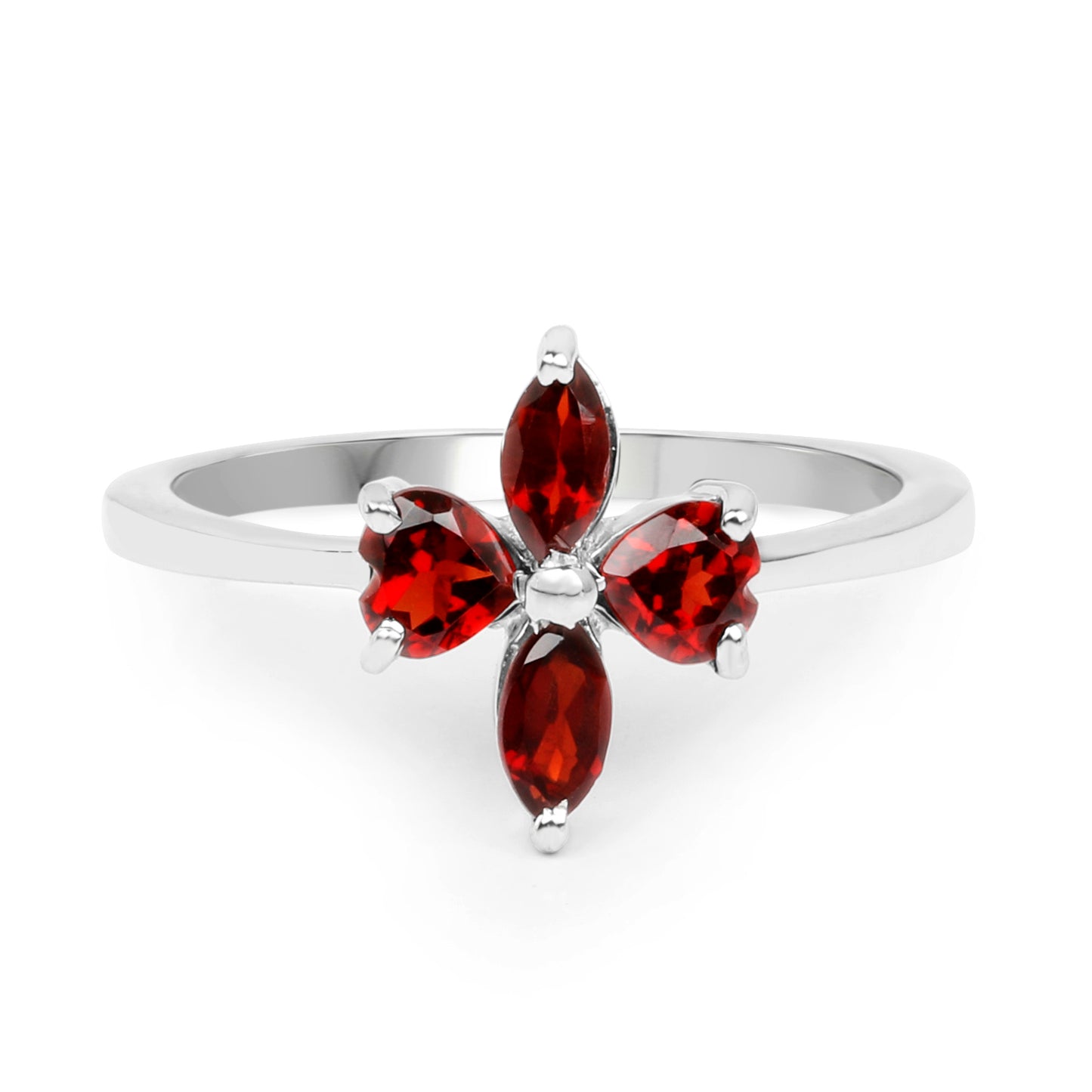 Genuine Garnet Sterling Silver Graduated Ring