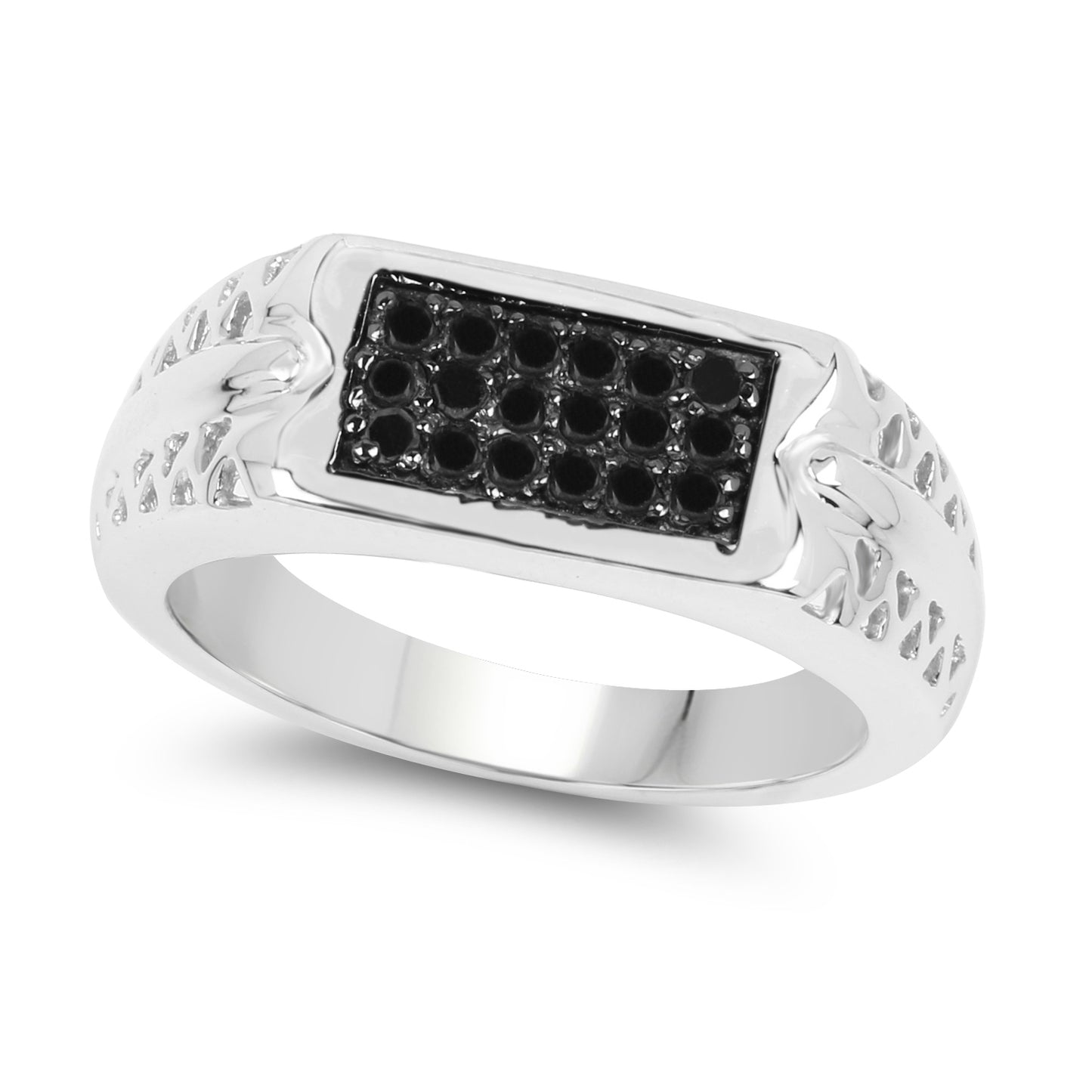 Genuine Black Diamond Sterling Silver Graduated Ring