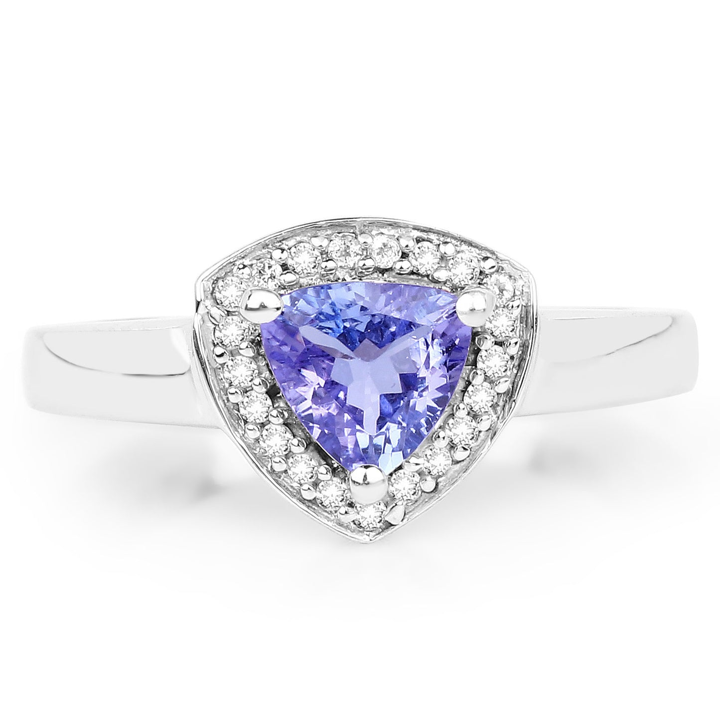 Genuine Tanzanite and White Topaz Sterling Silver Graduated Ring