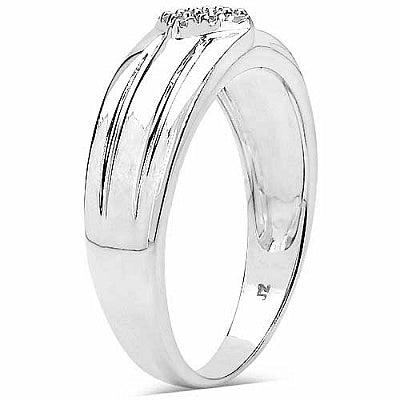 0.14CTW Genuine White Diamond .925 Sterling Silver Ring