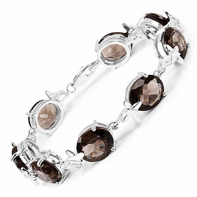 Genuine Smoky Topaz Sterling Silver Butterfly Charms Tennis Bracelet