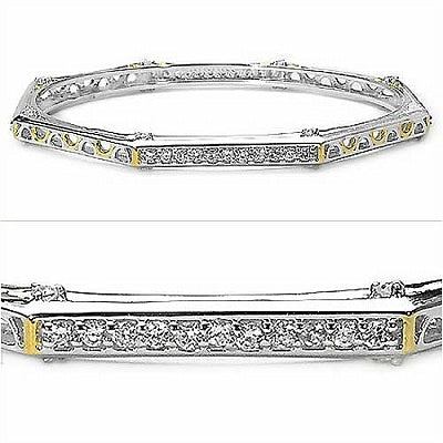 3.36CTW .925 Sterling Silver White Cubic Zirconia Bangle