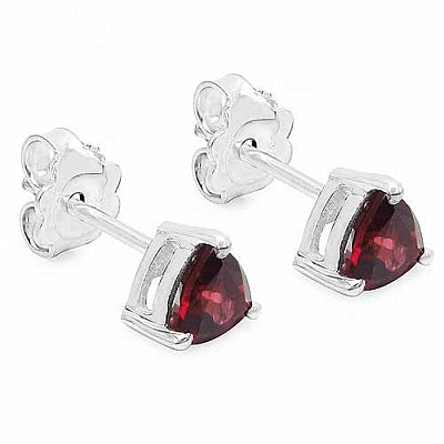 1.04CTW Genuine Rhodolite .925 Sterling Silver Trillion Shape Earrings