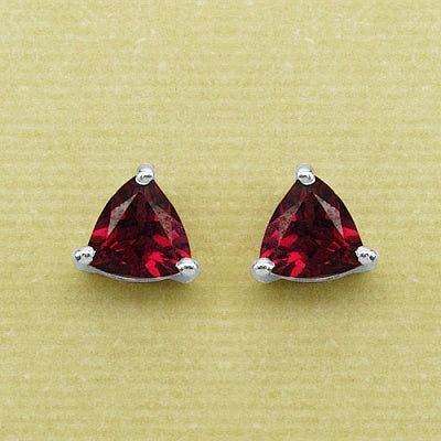 1.04CTW Genuine Rhodolite .925 Sterling Silver Trillion Shape Earrings