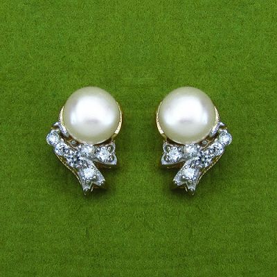 2.86CTW Genuine Pearl & White Cubic Zirconia .925 Sterling Silver Earrings