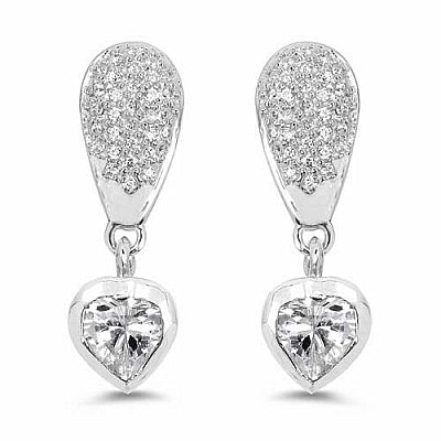 BridalMe 3.36CTW White Cubic Zirconia .925 Sterling Silver Dangle Earrings