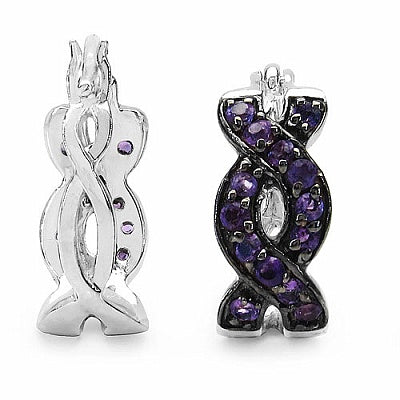 1.40CTW Genuine Amethyst .925 Sterling Silver Earrings