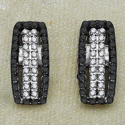 0.51CTW Genuine Black Diamond & White Diamond .925 Sterling Silver Earrings