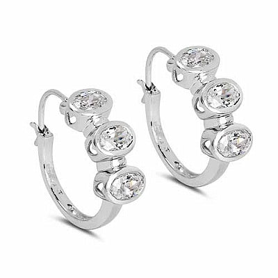 BridalMe 4.32CTW White Cubic Zirconia .925 Sterling Silver Hoops Earrings