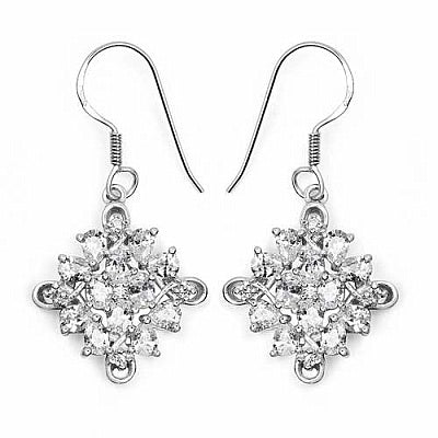 BridalMe 6.40CTW White Cubic Zirconia .925 Sterling Silver Dangle Earrings