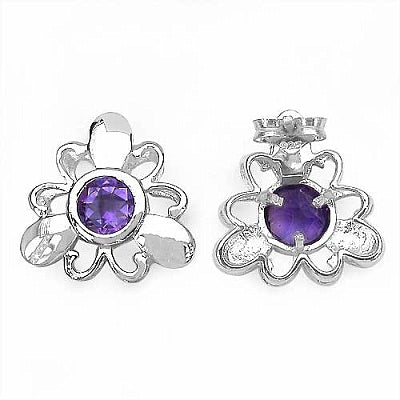 1.80CTW Genuine Amethyst .925 Sterling Silver Earrings