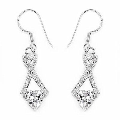 BridalMe 5.30CTW White Cubic Zirconia .925 Sterling Silver Dangle Earrings