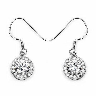 BridalMe 6.96CTW White Cubic Zirconia .925 Sterling Silver Dangle Earrings