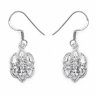 BridalMe 3.68CTW White Cubic Zirconia .925 Sterling Silver Dangle Earrings