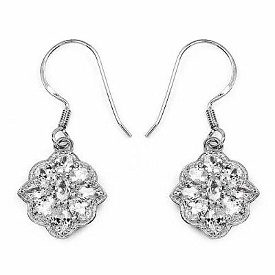 BridalMe 4.26CTW White Cubic Zirconia .925 Sterling Silver Dangle Earrings