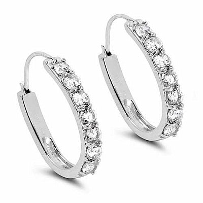 BridalMe 6.16CTW White Cubic Zirconia .925 Sterling Silver Hoops Earrings