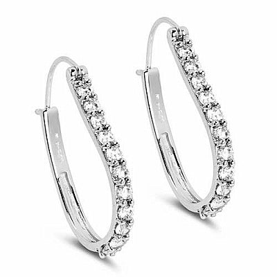 BridalMe 4.84CTW White Cubic Zirconia .925 Sterling Silver Hoops Earrings