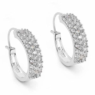 BridalMe 3.60CTW White Cubic Zirconia .925 Sterling Silver Hoops Earrings