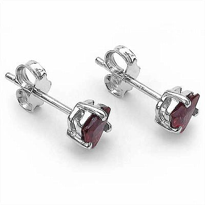 1.10CTW Genuine Rhodolite .925 Sterling Silver Stud Earrings