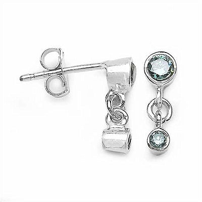 0.34CTW Genuine Blue Diamond .925 Sterling Silver Earrings