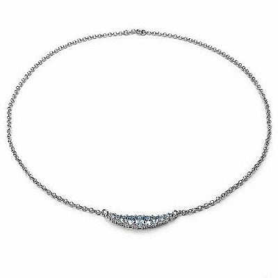 2.70CTW Genuine Blue Topaz & White Topaz .925 Sterling Silver Necklace