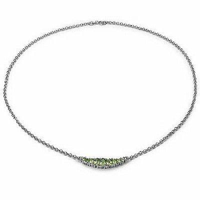 2.04CTW Genuine Peridot & White Topaz .925 Sterling Silver Necklace