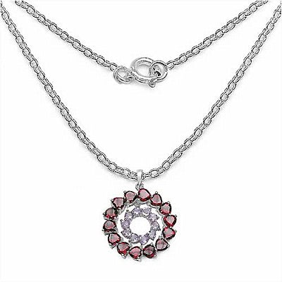 13.70CTW Genuine Garnet & Pink Amethyst .925 Sterling Silver Pendant