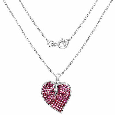 5.01CTW Genuine Ruby .925 Sterling Silver Heart Shape Pendant