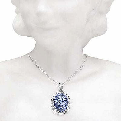 2.46CTW Genuine Tanzanite .925 Sterling Silver Oval Shape Pendant