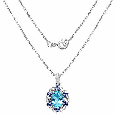 8.76CTW Genuine Blue Topaz & Tanzanite .925 Sterling Silver Pendant