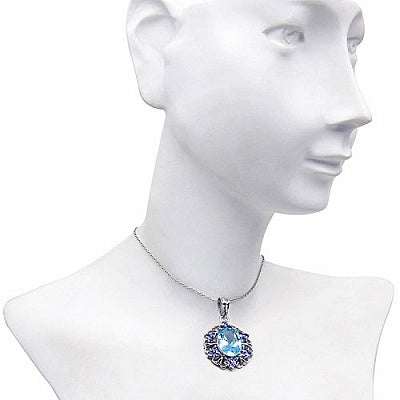 8.76CTW Genuine Blue Topaz & Tanzanite .925 Sterling Silver Pendant