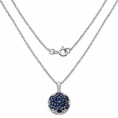 3.80CTW Genuine Blue Sapphire .925 Sterling Silver Pendant