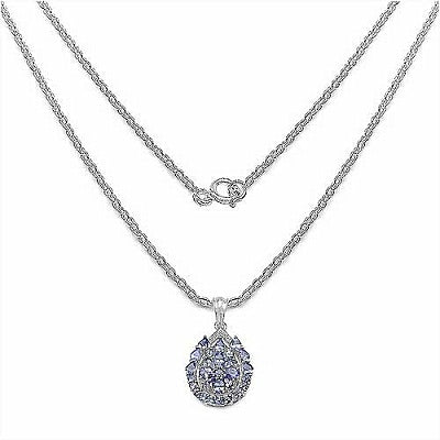 2.59CTW Genuine Tanzanite & White Cubic Zircon .925 Sterling Silver Pendant